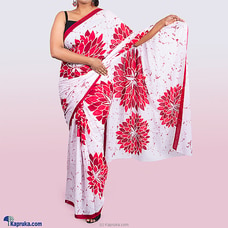 Handcrafted Red And Marong Mix Batik Saree  Online for none