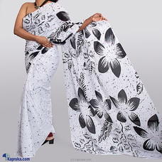 Handcrafted White And Black Mix Batik Saree  Online for none